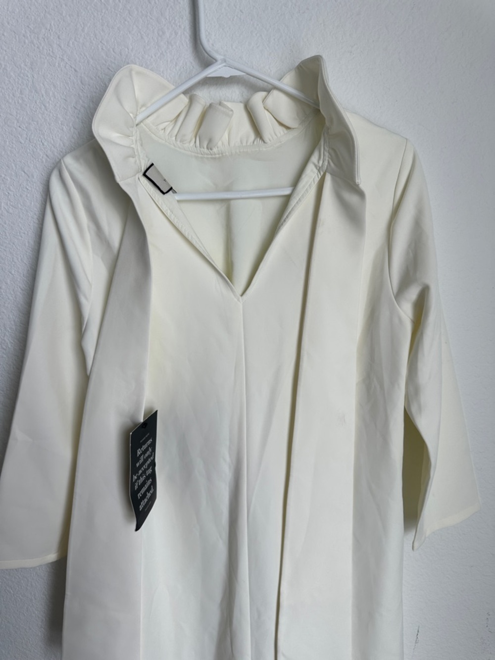 Pomander Place white Daphne Dress Tuckernuck sz Small Long Sleeve Ruffle Collar - Picture 9 of 16